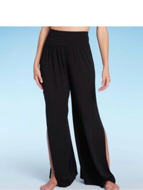 Black Wide Leg Pants High Rise Flowy Palazzo Lounge Trousers